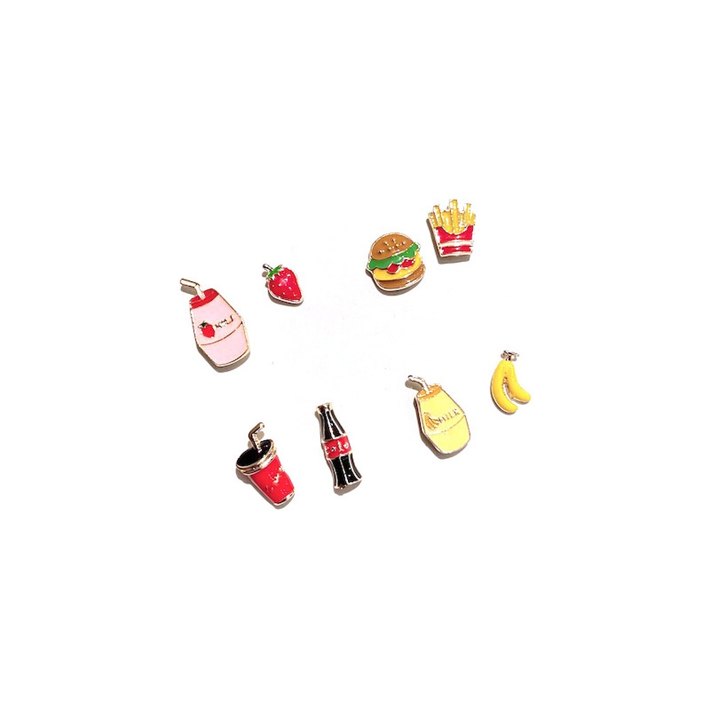 Bông Tai Bạc 925 Hình Thức Ăn Nhanh / Sữa / Khoai Tây Chiên Hoạt Hình Đáng Yêu Thời Trang 2021