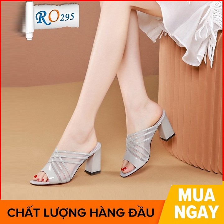 [THƯƠNG HIỆU VIỆT] Giày cao gót nữ đẹp đế vuông 7 phân màu đen xám hàng hiệu rosata ro295