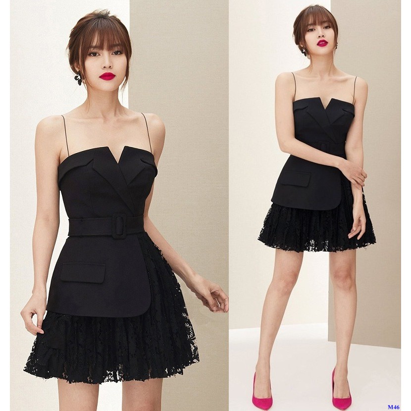 Đầm Xòe Kiểu Vest Hai Dây Phối Ren Tuyệt Đẹp