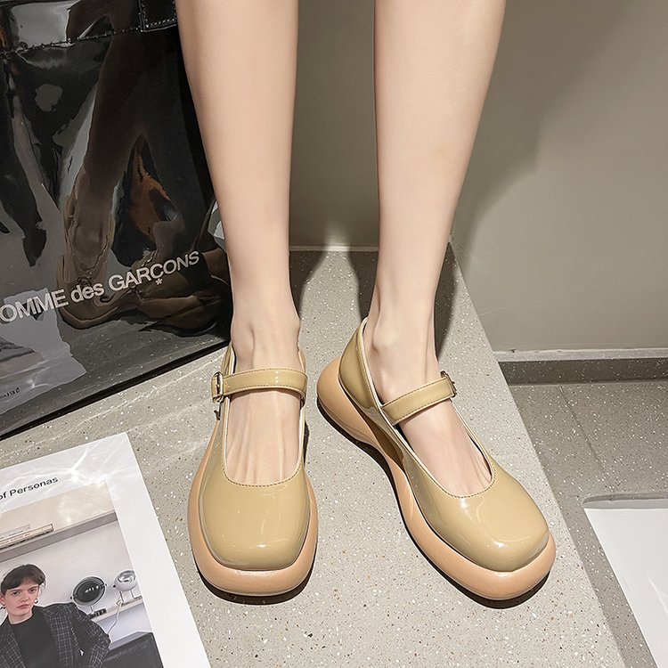 Fashion Square Head Wedges Sole Casual Oxford Loafer Shoes