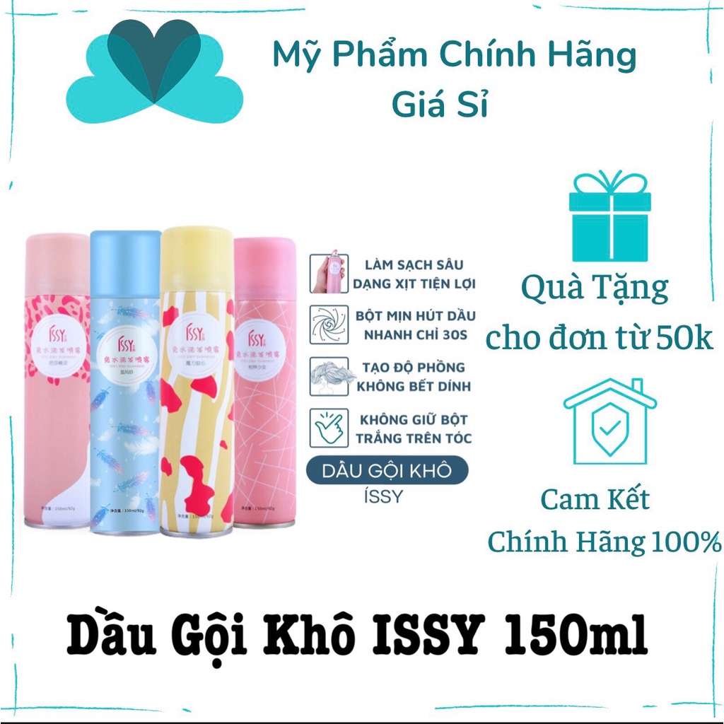 Dầu Gội Khô ISSY Nội Địa Trung Chính Hãng Chống Bết Tóc Đủ Màu Dạng Xịt 150ml