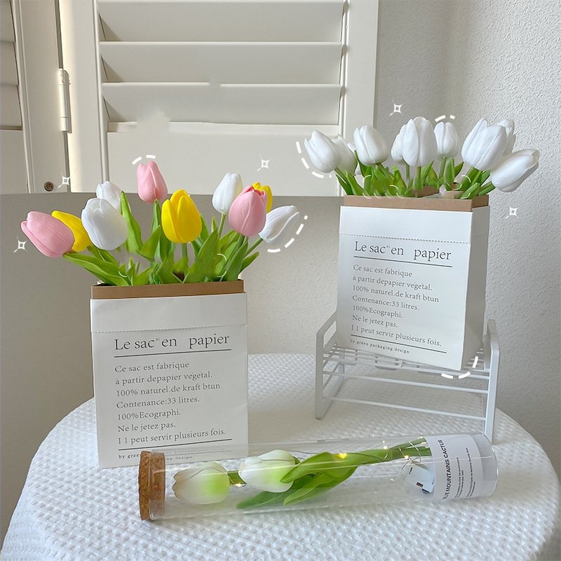 COMBO 10 BÔNG Hoa tulip, hoa để bàn trang trí, phụ kiện trang trí, decor phòng - Andy Shop