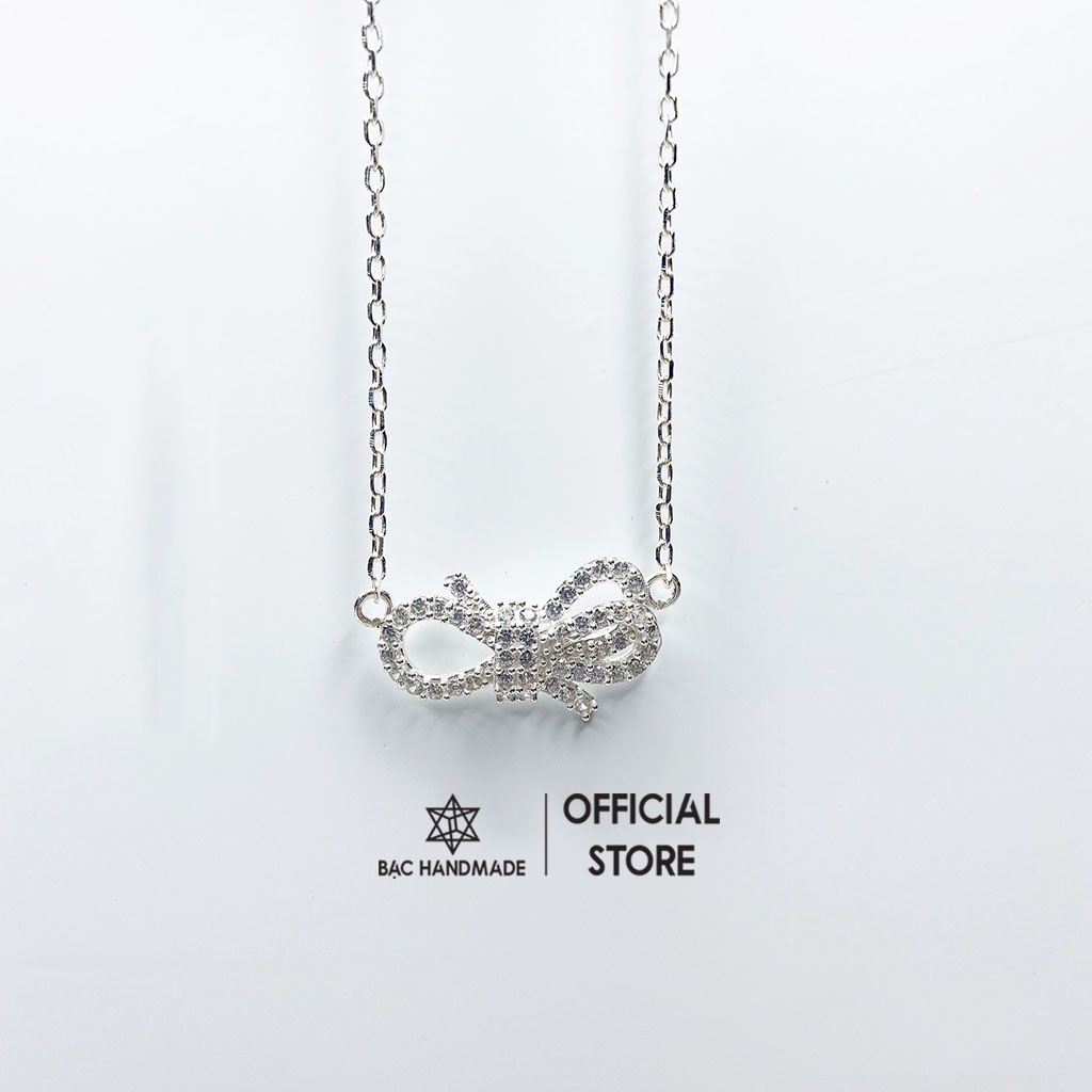 Dây chuyền Bạc Handmade.Vòng cổ nơ xinh lấp lánh bạc nguyên chất-Bạc Handmade
