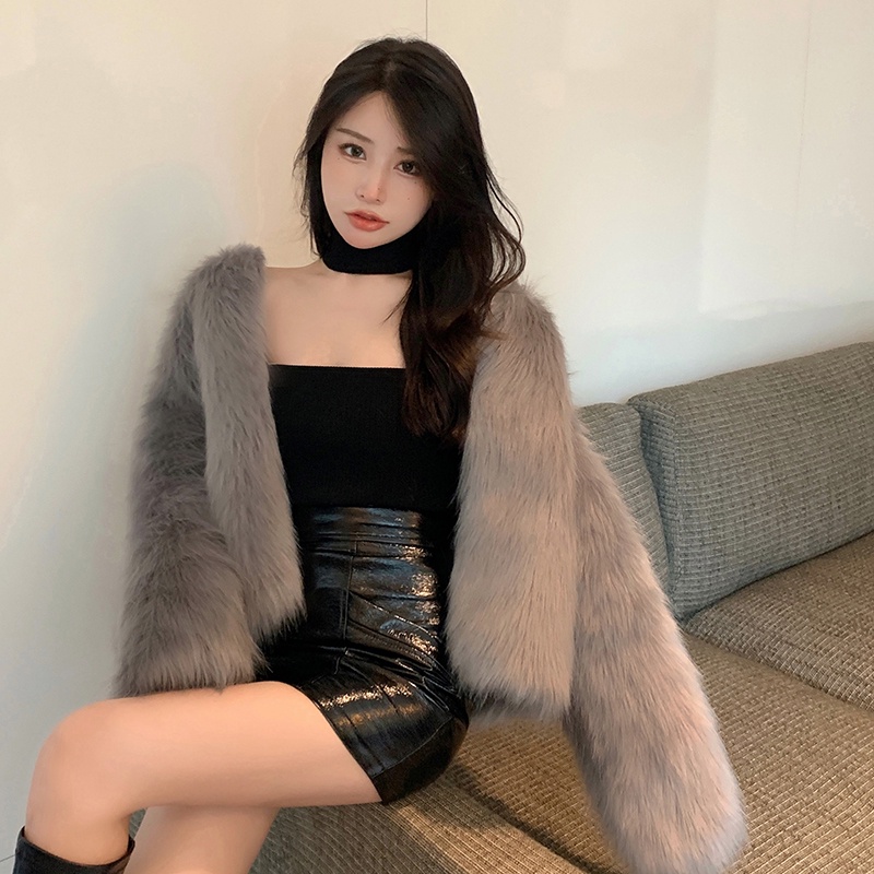 Áo Khoác Lông Cáo Nhân Tạo Dáng Ngắn Thời Trang Mùa Đông 2022