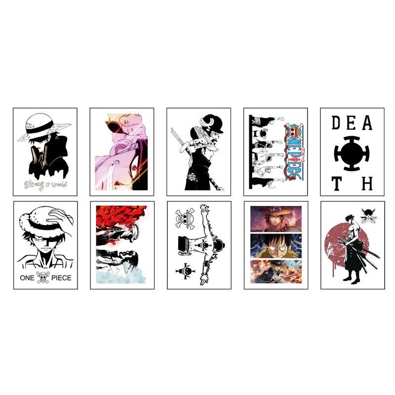 Set 10 Nhãn Dán Hình Xăm Nhân Vật Hoạt Hình One Piece