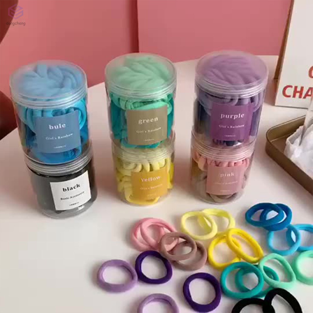 Set 50 Dây Cột Tóc Cotton 6 Màu Tím / Xanh Lá / Xanh Lá / Đen / Vàng / Đen / Dày / X