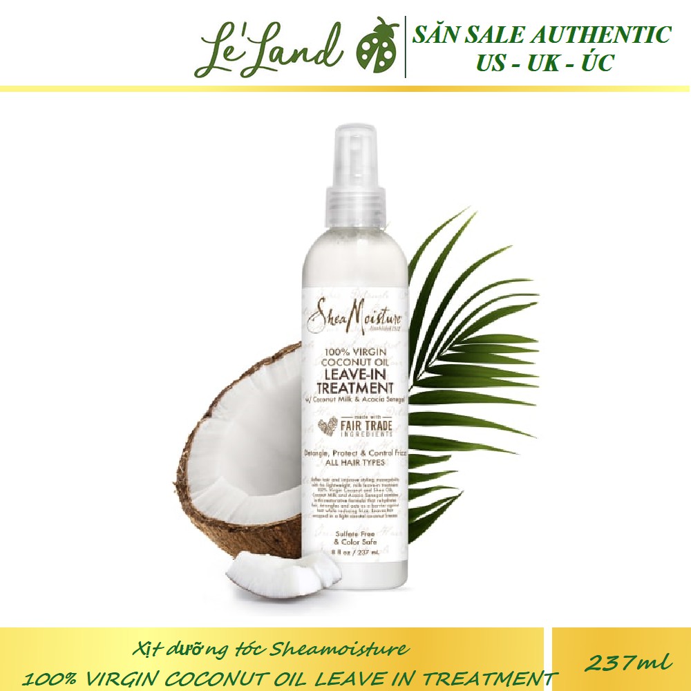 Bill US  - Xịt dưỡng tóc Sheamoisture 100% VIRGIN COCONUT OIL LEAVE IN TREATMENT 237ml Shea Moisture