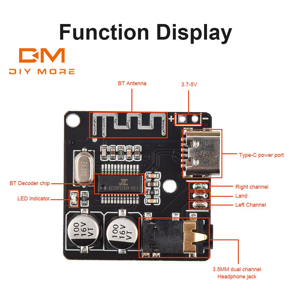DIYMORE Bảng Mạch Giải Mã Bluetooth 5.0 VHM-314 MP3 Chuyên Dụng Cho Loa Xe Hơi