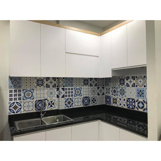 Set 32 ô decal gạch bông dán tường, dán bếp