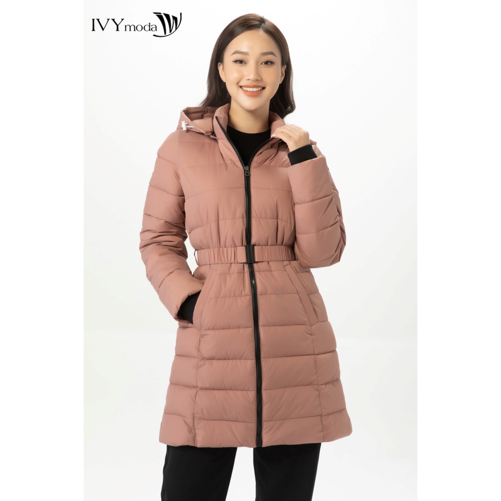 Áo phao nữ dáng dài cổ mũ IVY moda MS 71B8858