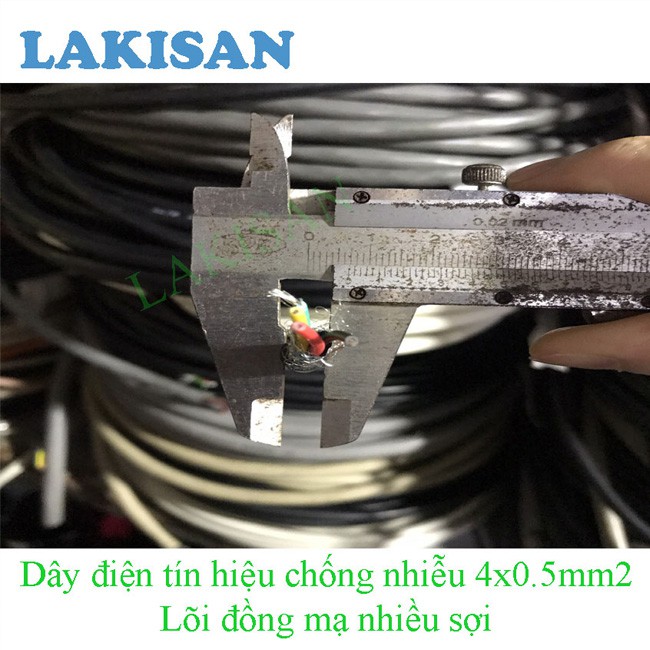 [1 mét] Dây điện tín hiệu chống nhiễu 4x0.5mm2 lõi đồng mạ màu trắng | Vỏ màu đen - Lõi 4 màu xanh - đỏ - vàng - đen