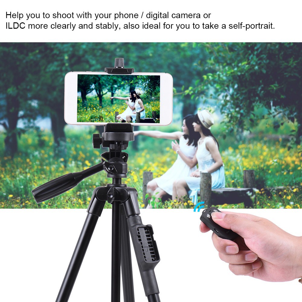 Tripod, giá đỡ điện thoại, gậy chụp ảnh hình 3 chân selfie livestream YUNTENG 5208 chính hãng có remote