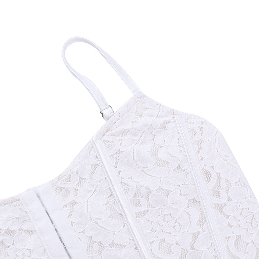 Sf Phụ nữ Sexy Bustier Sling Up Top Tie Up Hoa ren trung tâm đơn-breasted Crop Camo Top