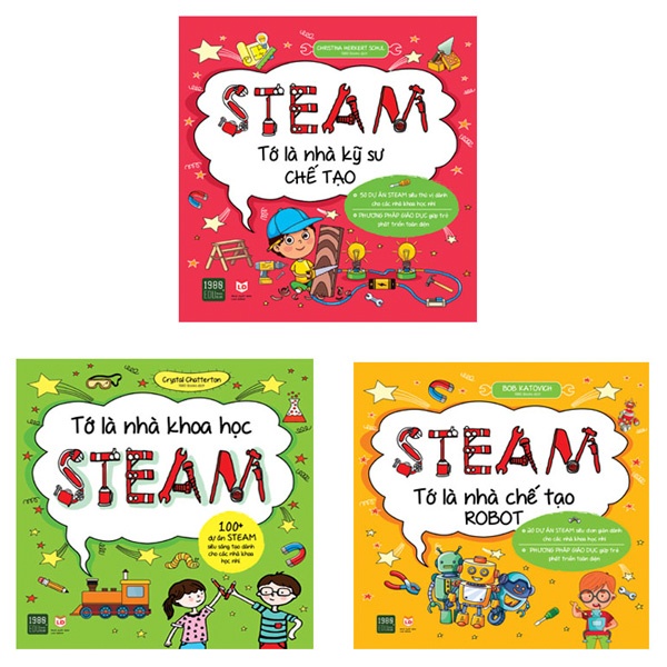 Sách - Combo 3 cuốn Tớ Là Nhà Khoa Học - Steam; Steam - Tớ Là Nhà Kỹ Sư Chế Tạo; Steam - Tớ Là Nhà Chế Tạo Robot