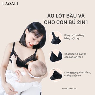 Áo Ngực Bầu Cho Con Bú Sau Sinh Không Gọng Đệm Mút Tháo Rời Nâng Đỡ Chống Chảy Xệ Ladali