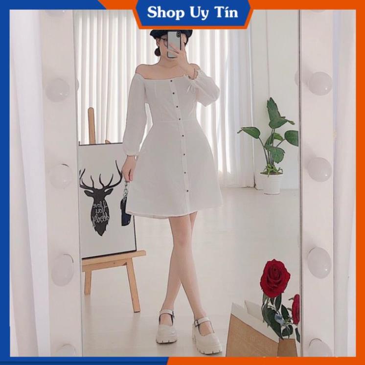 Đầm Trễ Vai Tay Phồng  Váy Body Bẹt hở vai trắng đi dự tiệc cưới công sở thiết kế sang chảnh xinh dài tay VD049 | BigBuy360 - bigbuy360.vn