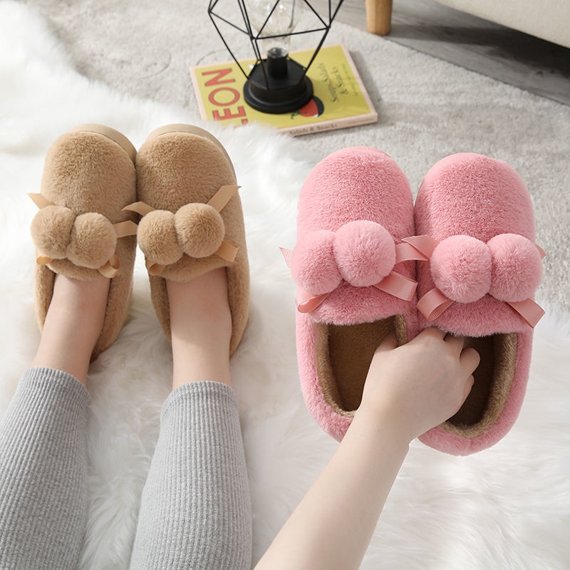 Giày lười đế bằng phối lông nhung dày dặn chống trượt chống mòn thời trang thu đông tùy chọn màu sắc dành cho nữ