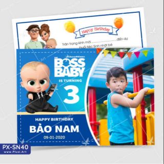 (3.900đ 1 thiệp)Combo 10 thiệp thôi nôi sinh nhật chèn nội dung yêu cầu