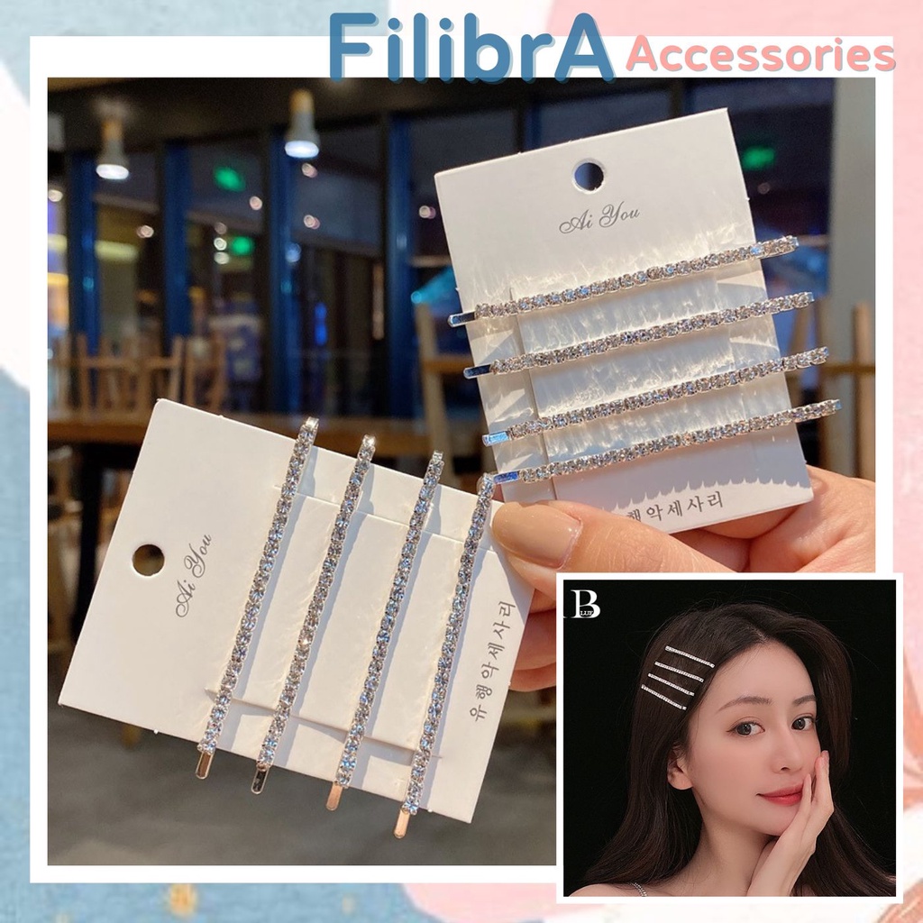 Kẹp tóc mái Idol, kẹp tóc đính đá sáng lấp lánh Filibra - CT060