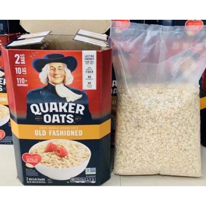 Yến Mạch Mỹ Quaker Oats Old Fashioned, Yến mạch Quaker khui thùng túi 2.26kg (Cán vỡ - Cán dẹt)