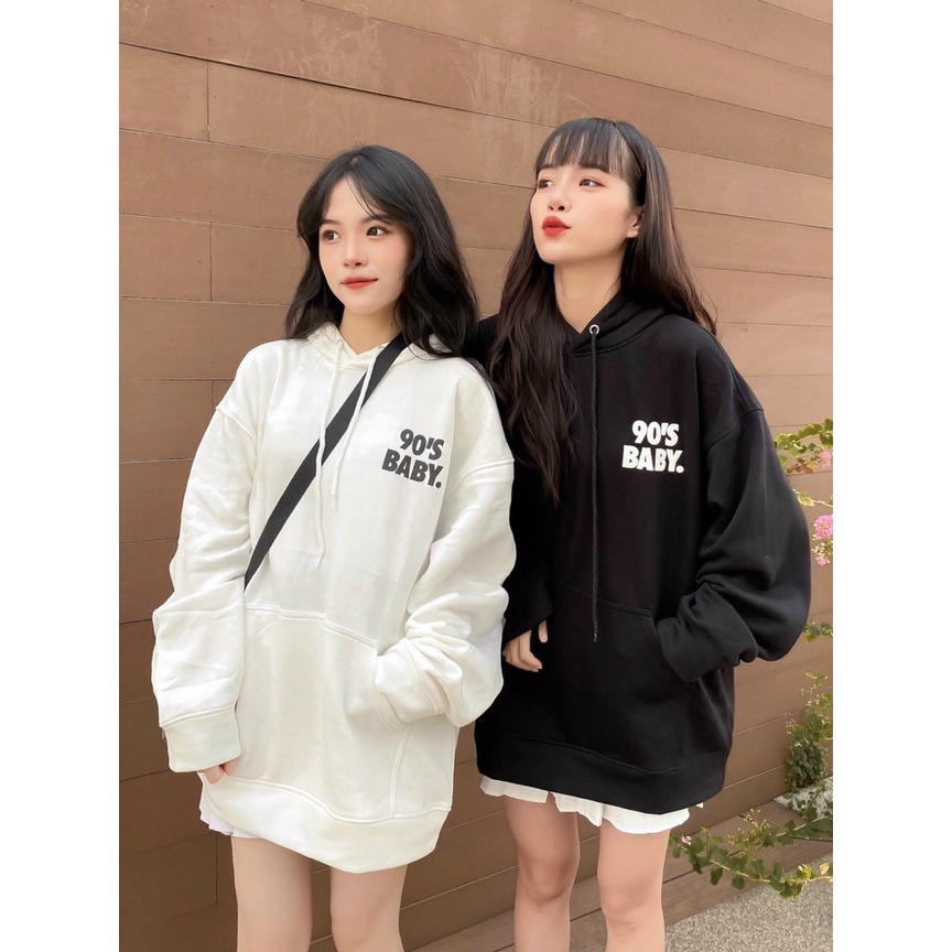 Áo Hoodie Form Rộng BABY Tay Dài Vải Nỉ Lót Bông Dày Dặn Ulzzang Unisex