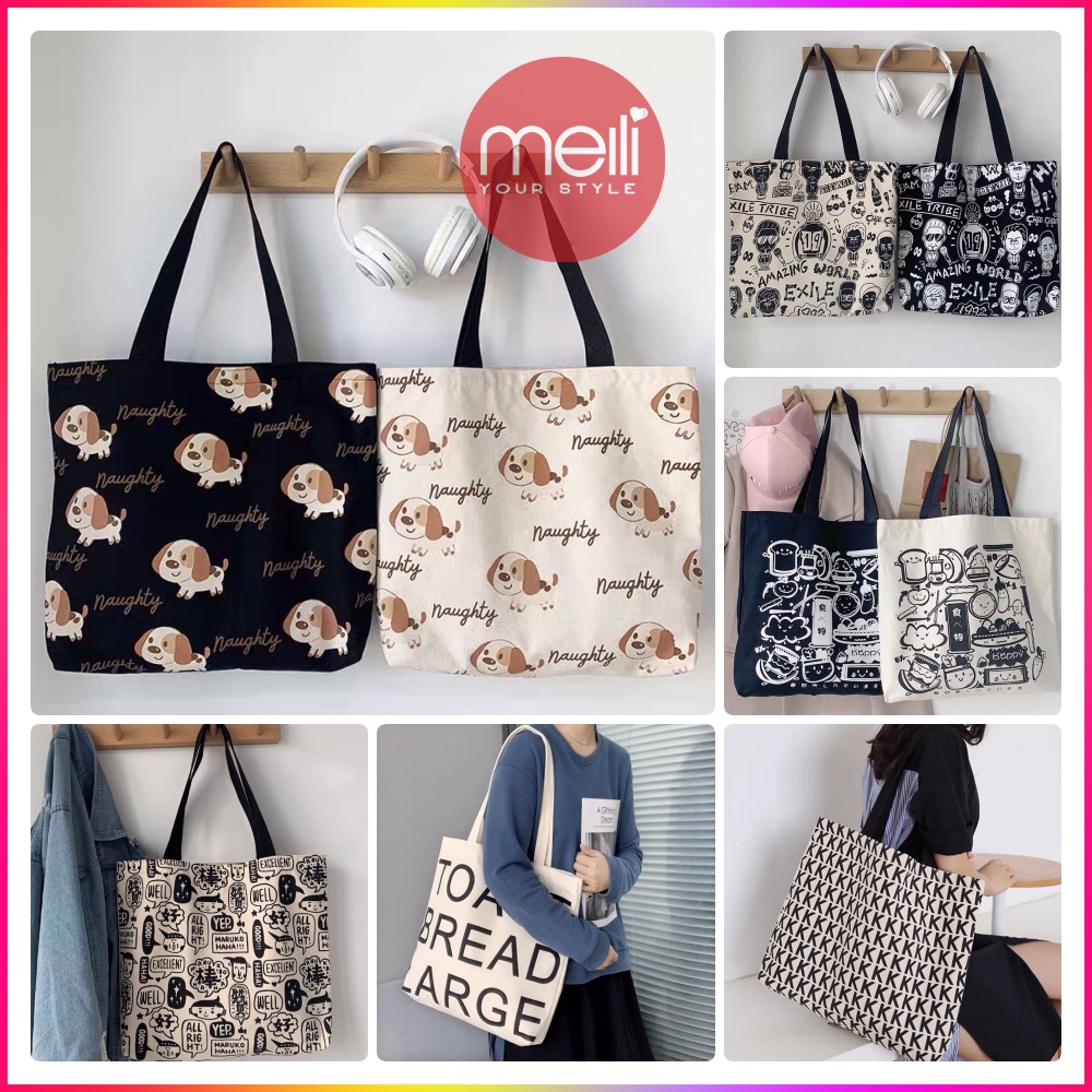 Túi tote vải canvas mộc cao cấp đeo vai đi học đi chơi mới nhất