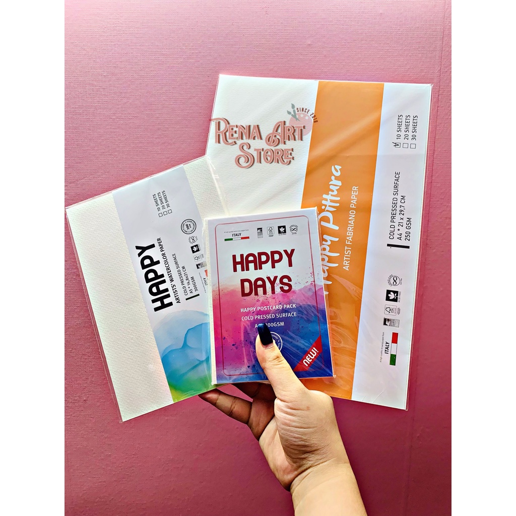 [RENA] Tập Giấy Vẽ Màu Nước HAPPY Hạng Họa Sĩ 300gsm