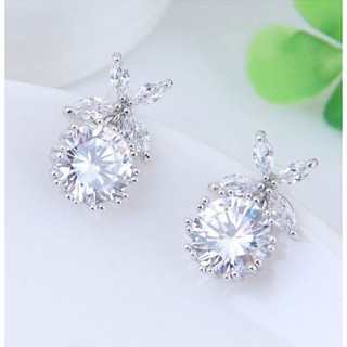 Bông Sát Tai Đính Đá Bạc 925