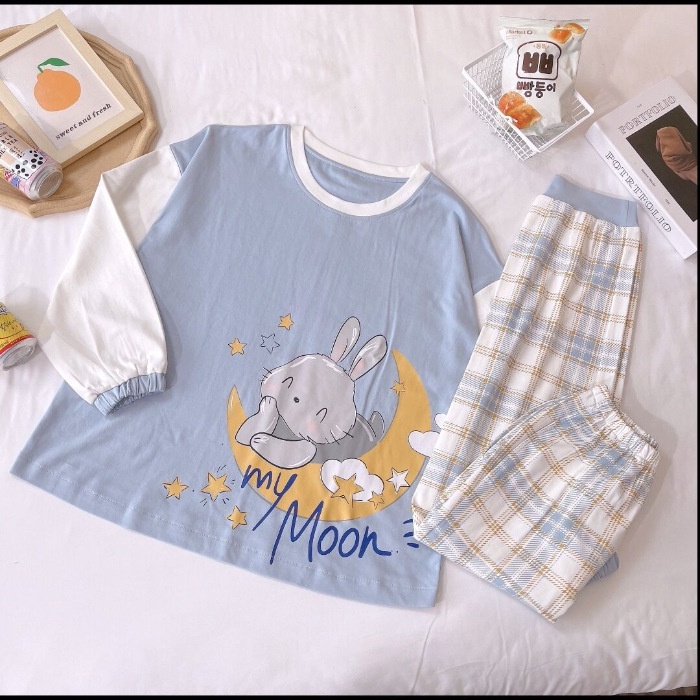 Đồ Bộ Nữ Mặc Nhà , Đồ Ngủ Dài Tay Thu Đông Chất Thun Cotton Họa Tiết Dễ Thương Thời Trang Cao Cấp