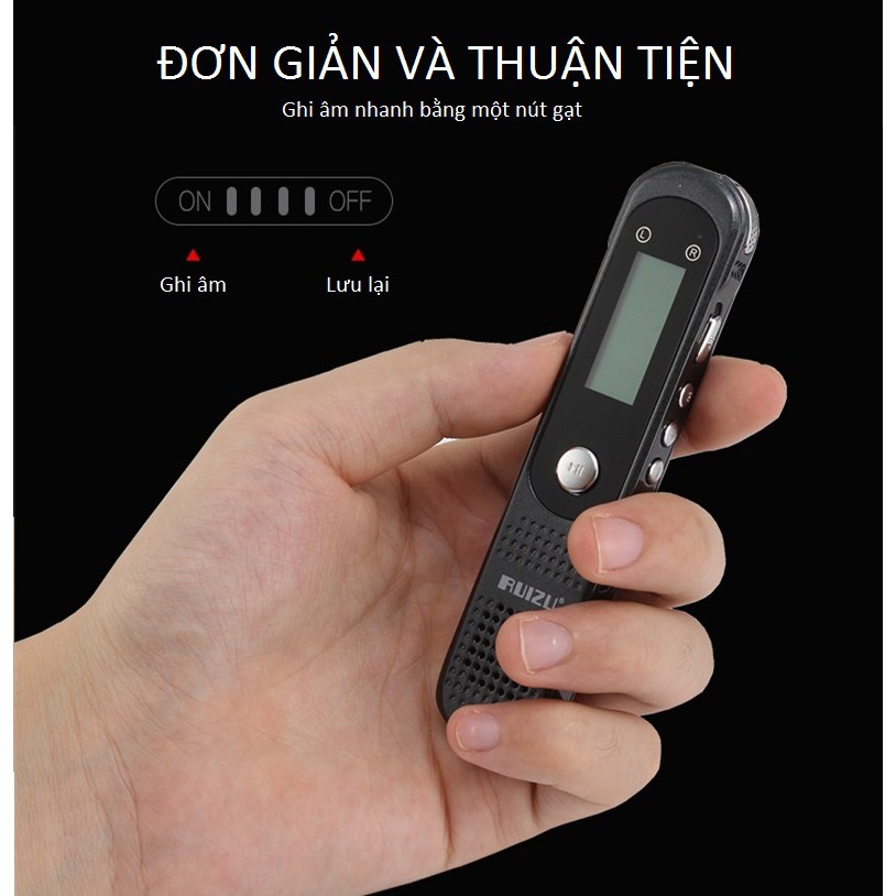 Máy Ghi Âm Chuyên Nghiệp Ruizu K05 Bộ Nhớ Trong 8GB - Hàng Chính Hãng