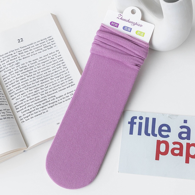 Vớ Cotton Mỏng Màu Trơn Cổ Cao Vừa Thời Trang Cho Nữ