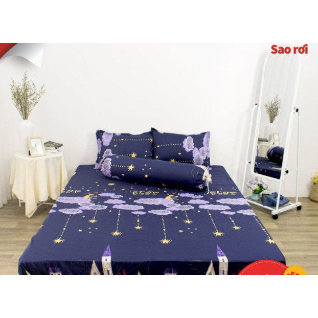 Bộ Ga gối 2mx2m21 ga 2 vỏ gốiChất Cotton Poly Mềm Mịn,MẪU SAO RƠI