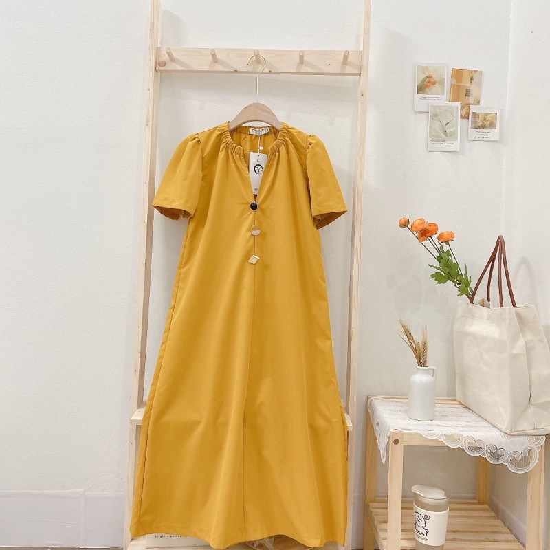 🌼 Váy maxi vàng phối khuy ngọc🌼(có ảnh thật) | BigBuy360 - bigbuy360.vn