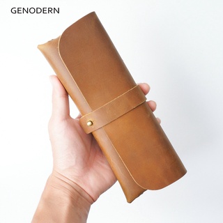  Genuine Leather Pencil Case Simple Large Capacity Glasses Bag Cowhide Stationery Pen Holder 