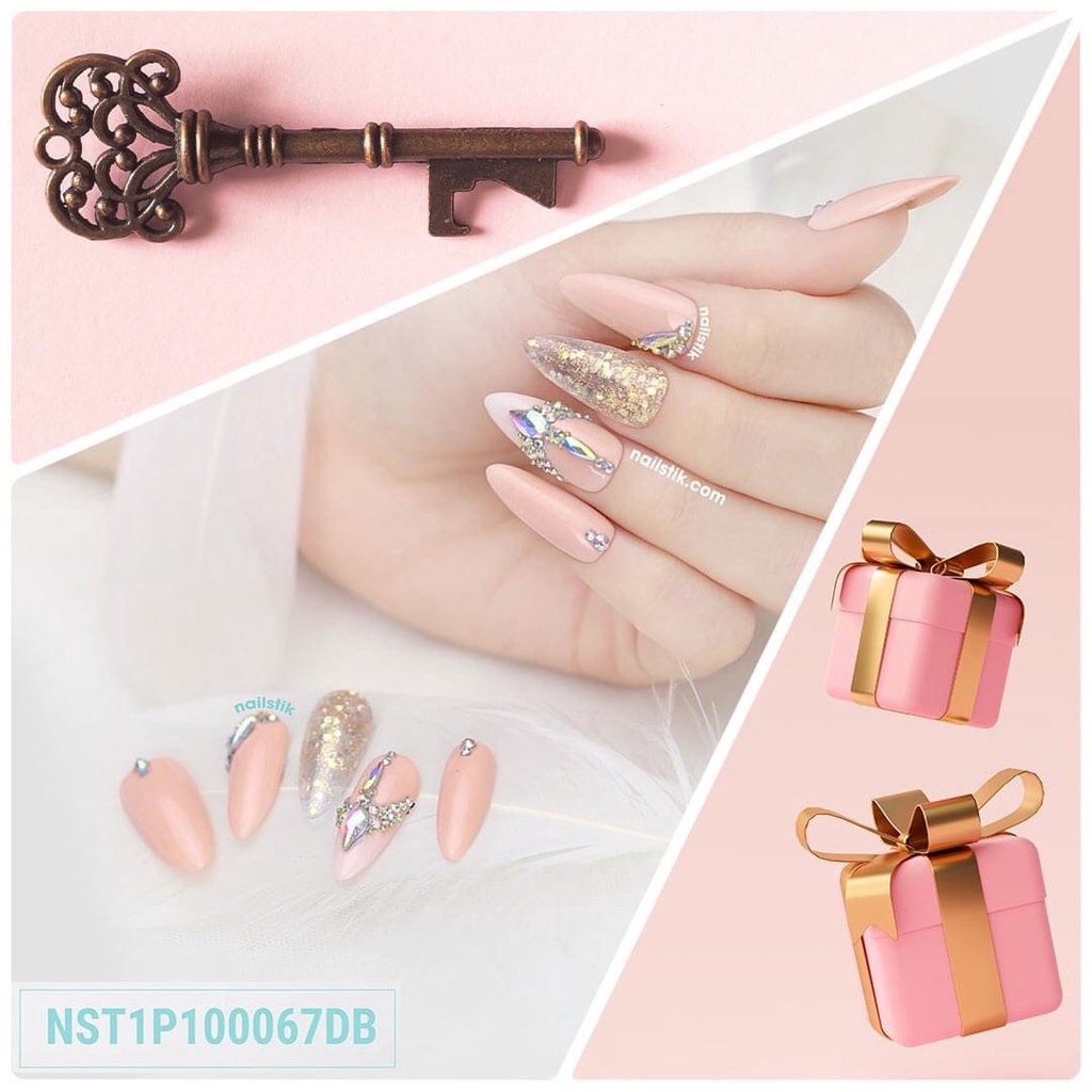 Móng úp thiết kế by NAILSTIK, màu nude, form móng bầu, dài 067