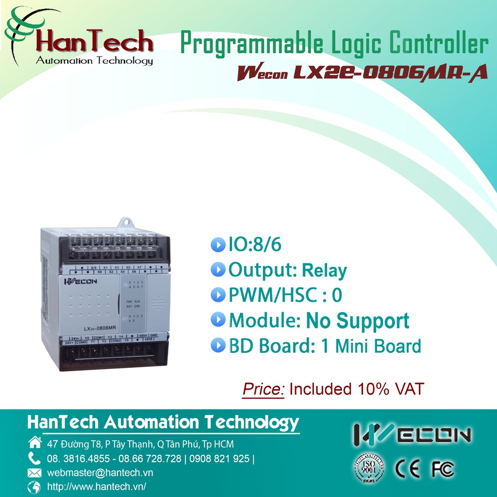 77/ Bộ điều khiển logic có khả năng lập trình (PLC)  Wecon LX2E-0806MR-A  [HanTech Automation Technology]