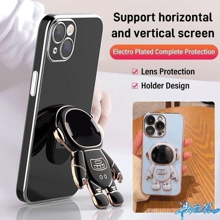 Ốp Điện Thoại Mạ Điện 6D Sáng Tạo Có Giá Đỡ Hình Phi Hành Gia Dành Cho Realme 5 5i 5S Case 6i C3 2022