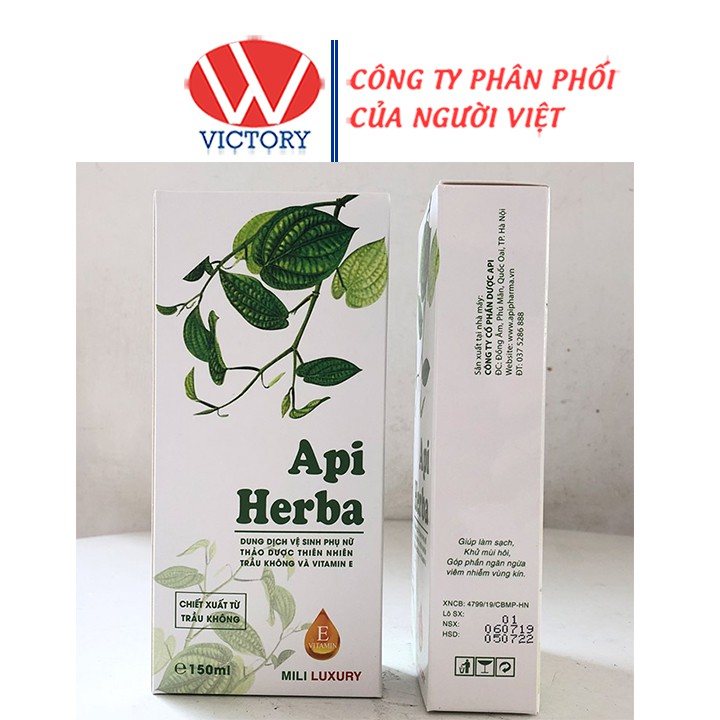 Dung dịch vệ sinh phụ nữ Api Herba - Chiết xuất từ trầu không và vitamin E -  Chai 150ml - Victorypharmacy