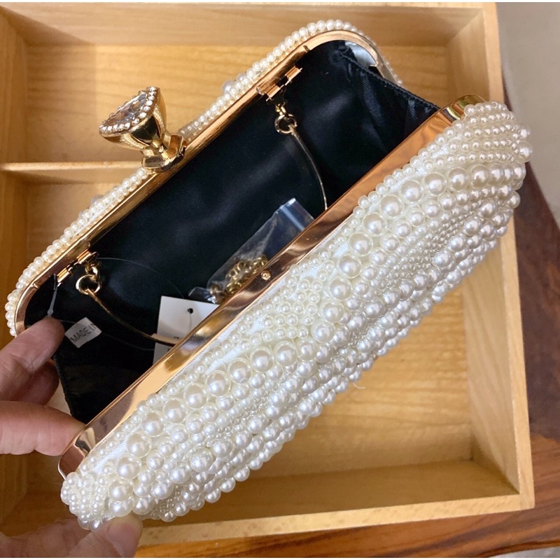 Túi Đầm Gắn Hạt Trang Trí Có Dây Đeo Vai Túi Size Lớn Đựng Được Nhiều Đồ Tiện Dụng