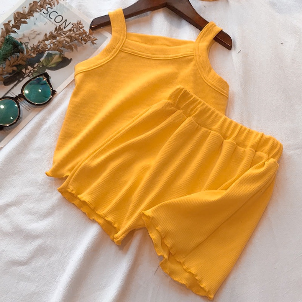 Bộ bé gái 2 dây cotton gân tăm siêu mềm mịn mát XHN934