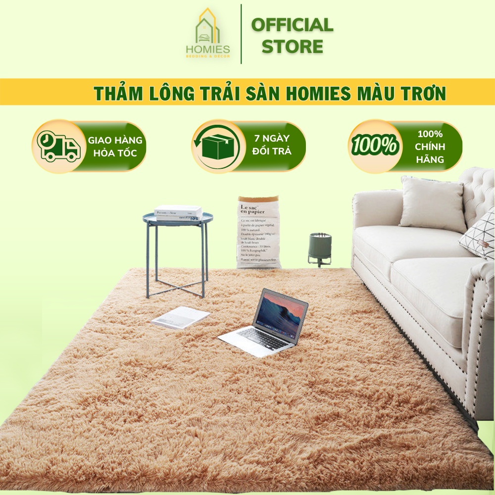 Thảm lông trải sàn HOMIES nhiều size (1m6 x 2m) (Đủ Màu) - Hàng loại 1 có mặt chống trượt lông dài