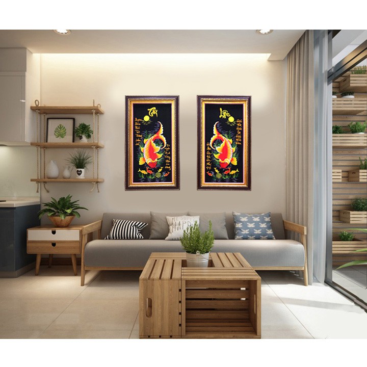 ( Tranh thêu sẵn)- Tranh thêu Đôi Cá Tài Lộc | BigBuy360 - bigbuy360.vn