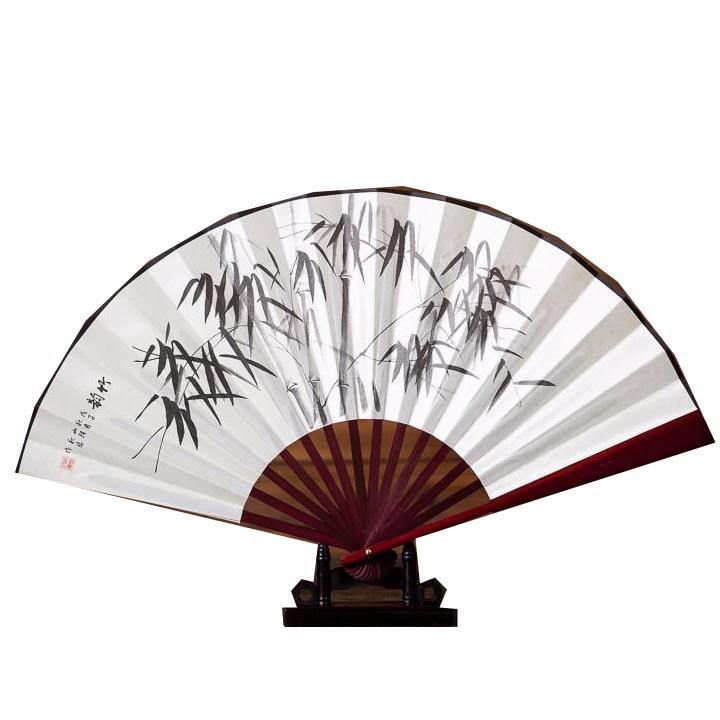 Quạt cổ phong cảnh nam nữ nan dài 31cm in họa tiết đẹp phong cách cổ trang cosplay