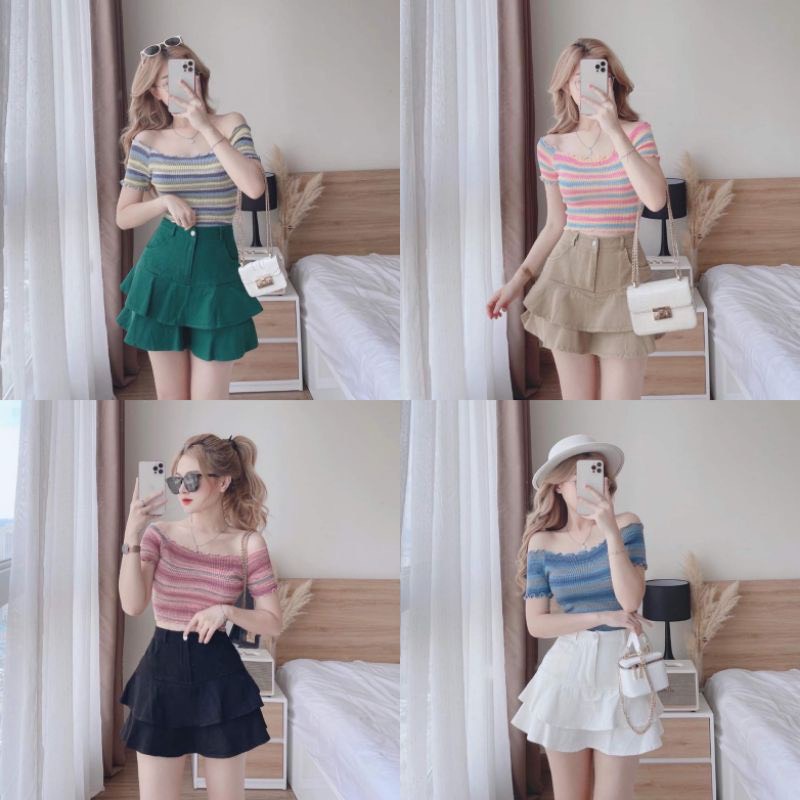 Chân Váy Kaki Tầng Dán Xòe Bigsize Quỳnh Anh Từ 50kg Đến 100kg (M/L/XL/XXL)