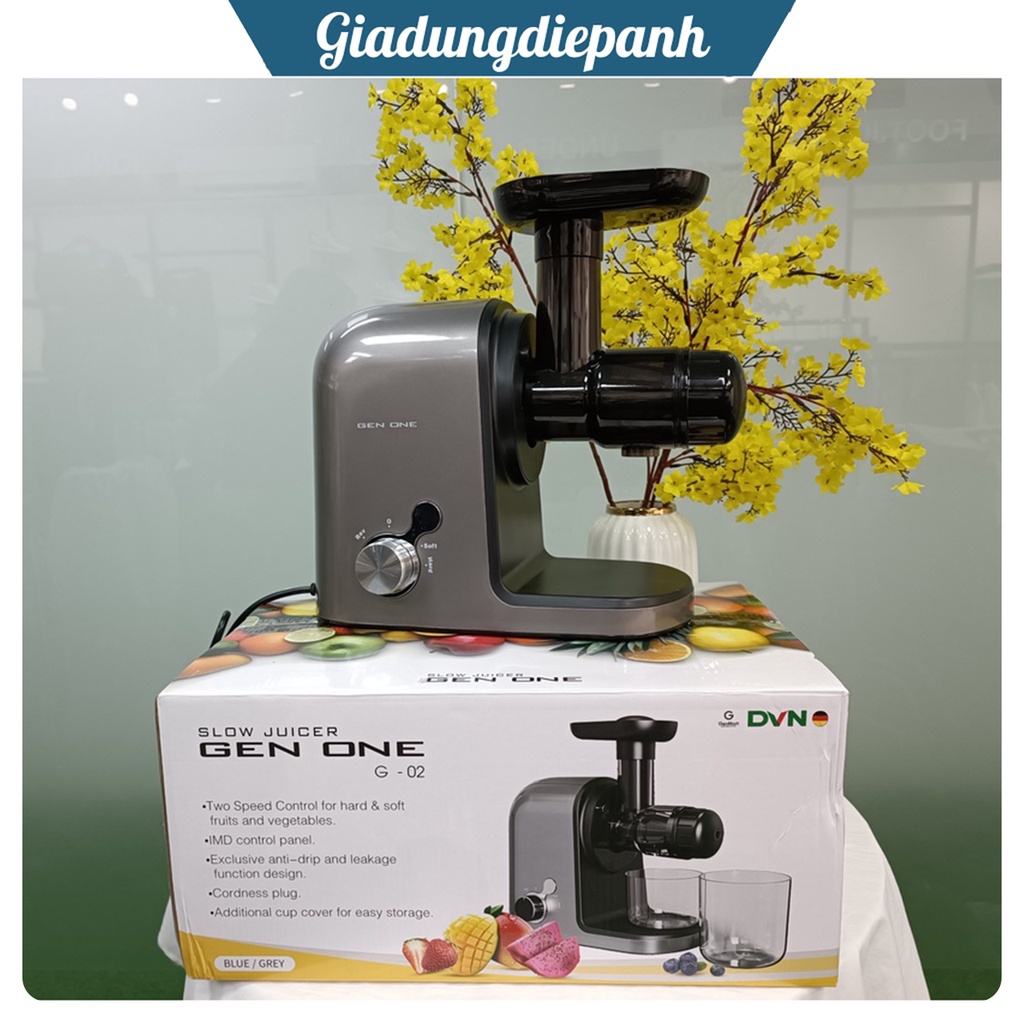 Máy ép chậm hoa quả Gen One G02 trục ngang cao cấp, Máy ép chậm hoa quả trái cây