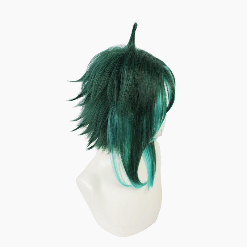 Genshin Impact Xiao Cosplay Wigs Mixed Dark Green Blue Short Hair Halloween Role Play WigsInky Blue Gradient Hair Gift