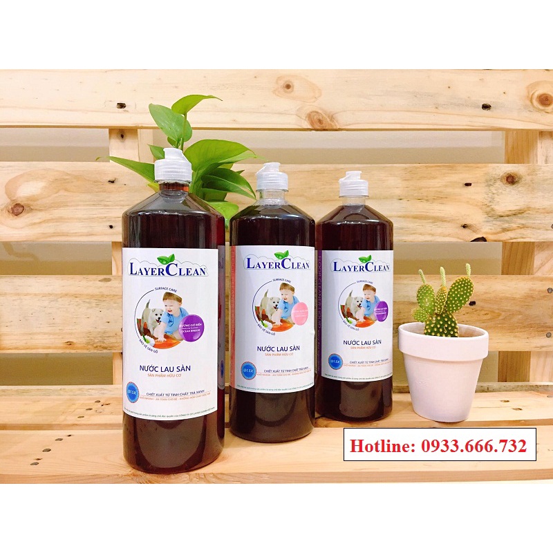 Nước lau sàn Hữu cơ LayerClean 1,25 lít - Diệt vi khuẩn, Bảo vệ sàn gỗ, Không hóa chất độc hại, an toàn cho bé