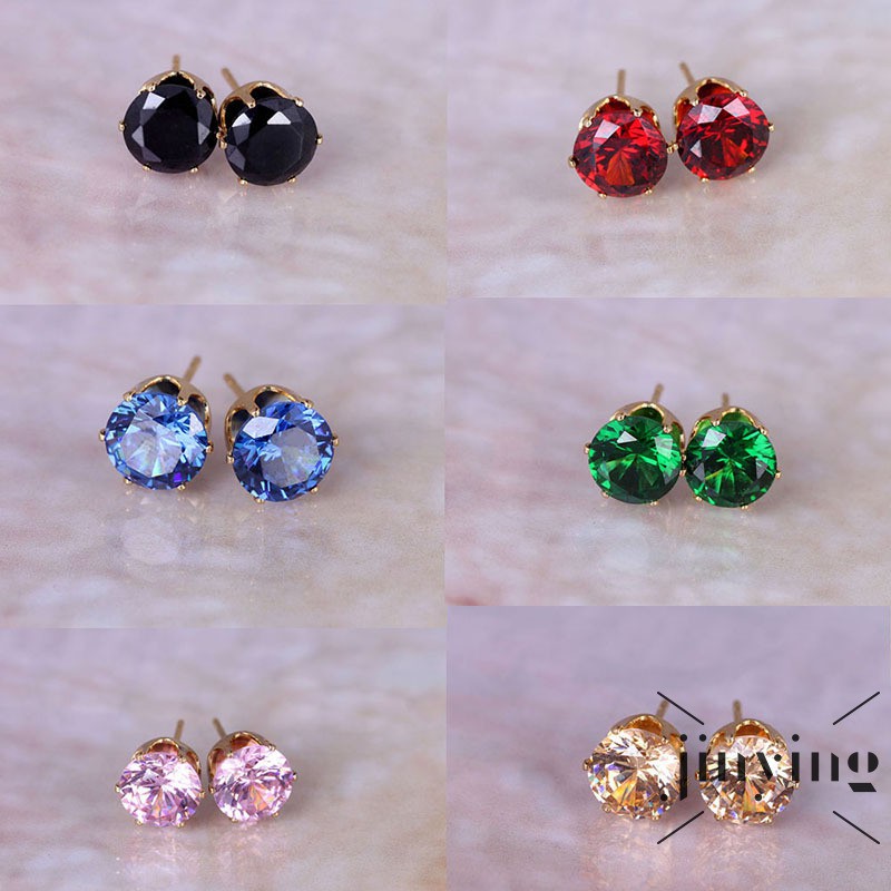 GETNOIVAS Bông tai đính đá mạ vàng 18K kiểu dáng xinh xắn kiểu dáng sang trọng
