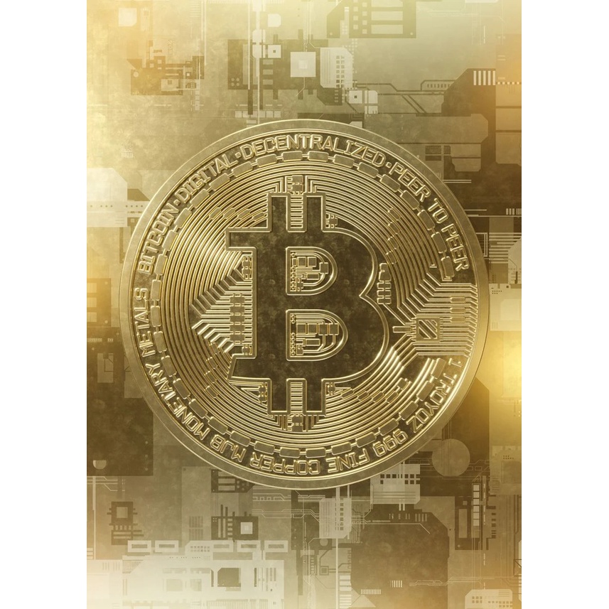 Tranh Vải Bạt Treo Tường In Hình bitcoin Vàng Trừu Tượng Trang Trí Nội Thất Không Khung