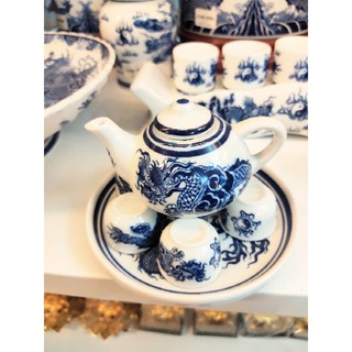 [Đồ thờ] Bộ ấm chén rồng phượng